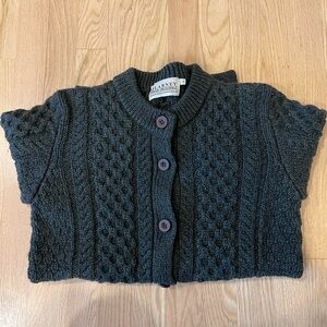 Aran Lumber Cardigan Sweater Green size Small